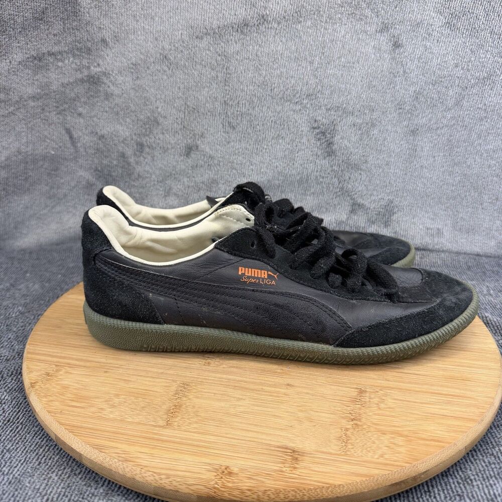 Puma Super Liga Shoes Mens Size 10 Black Leather Soccer Sneakers 356999 18